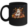 Vintage Ghost Reading Book Pumpkin Halloween Teachers School Mug | siriusteestore