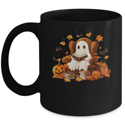 Vintage Ghost Reading Book Pumpkin Halloween Teachers School Mug | siriusteestore