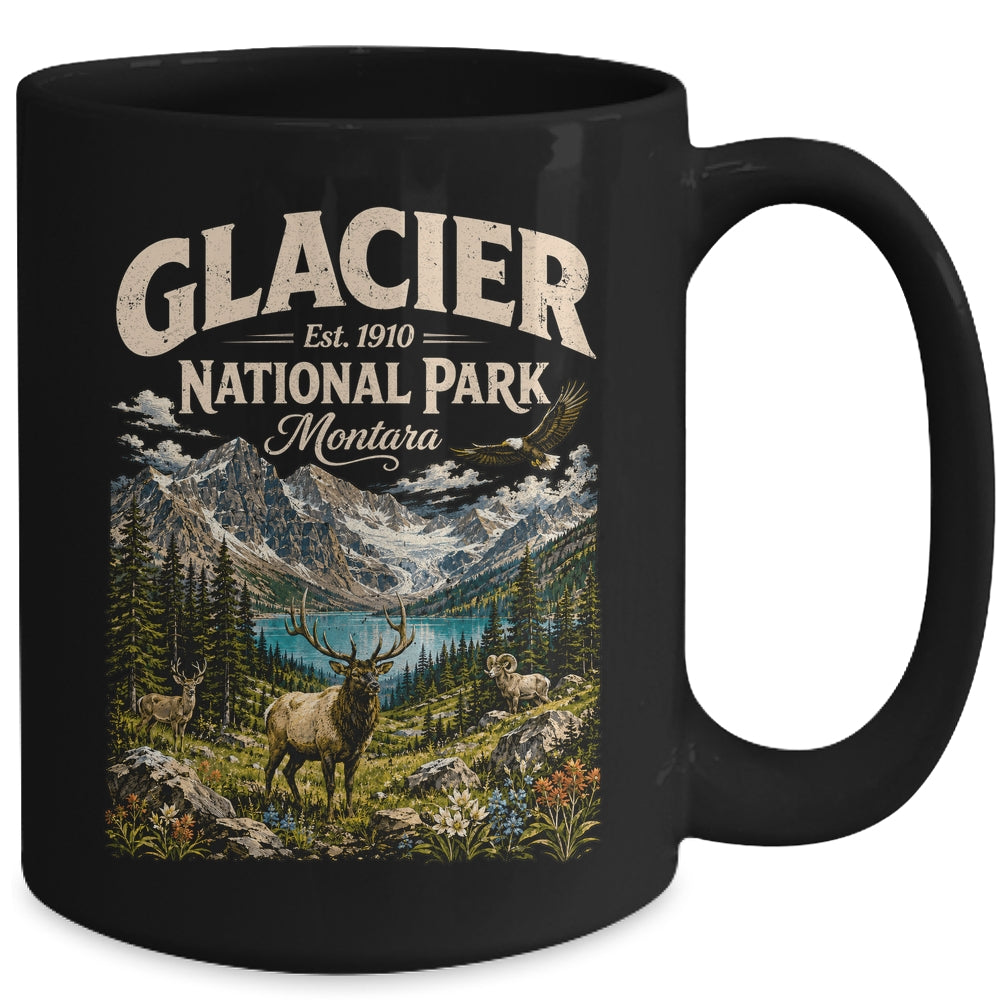 Vintage Glacier National Park Travel Montana Wildlife Nature Mug | siriusteestore