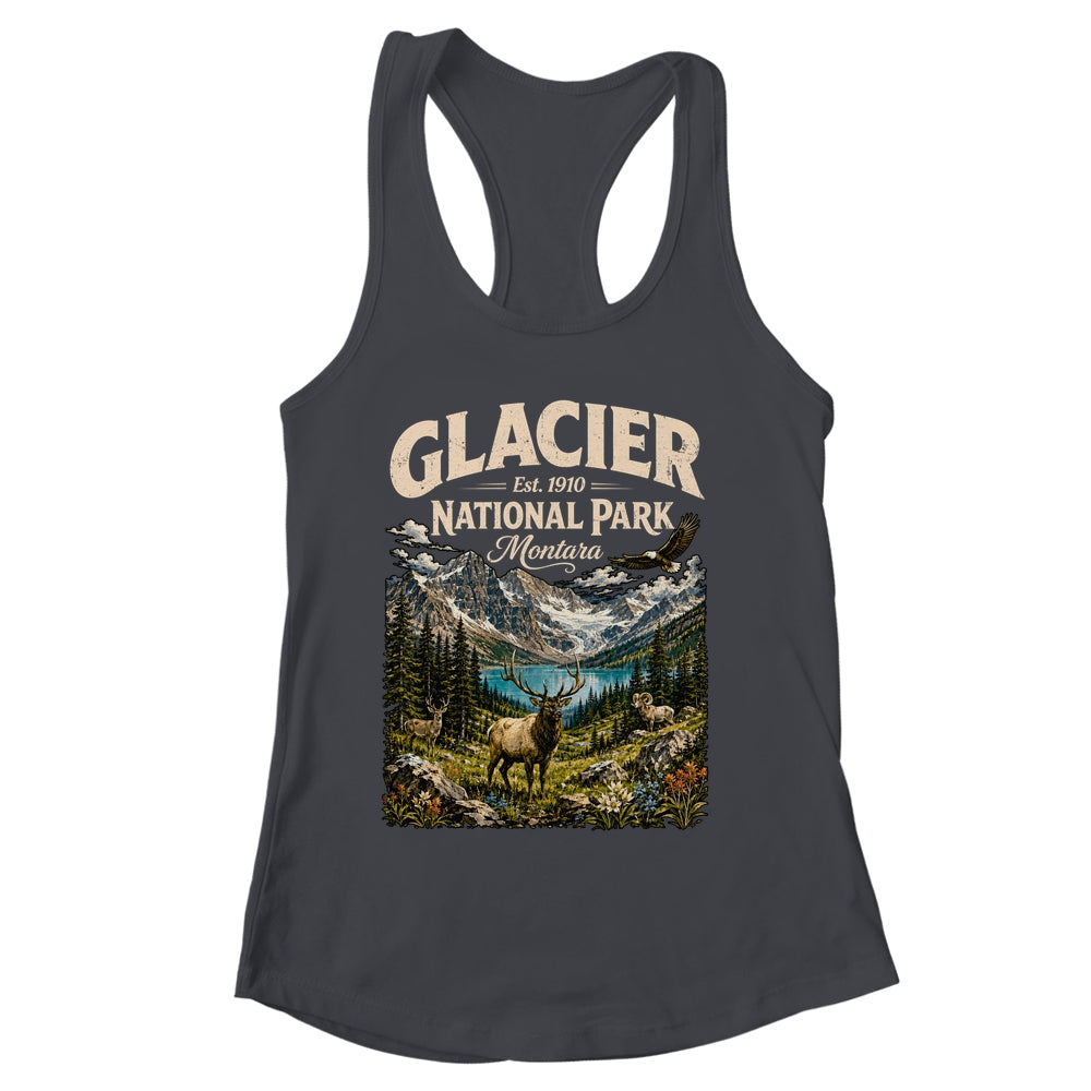 Vintage Glacier National Park Travel Montana Wildlife Nature Shirt & Tank Top | siriusteestore
