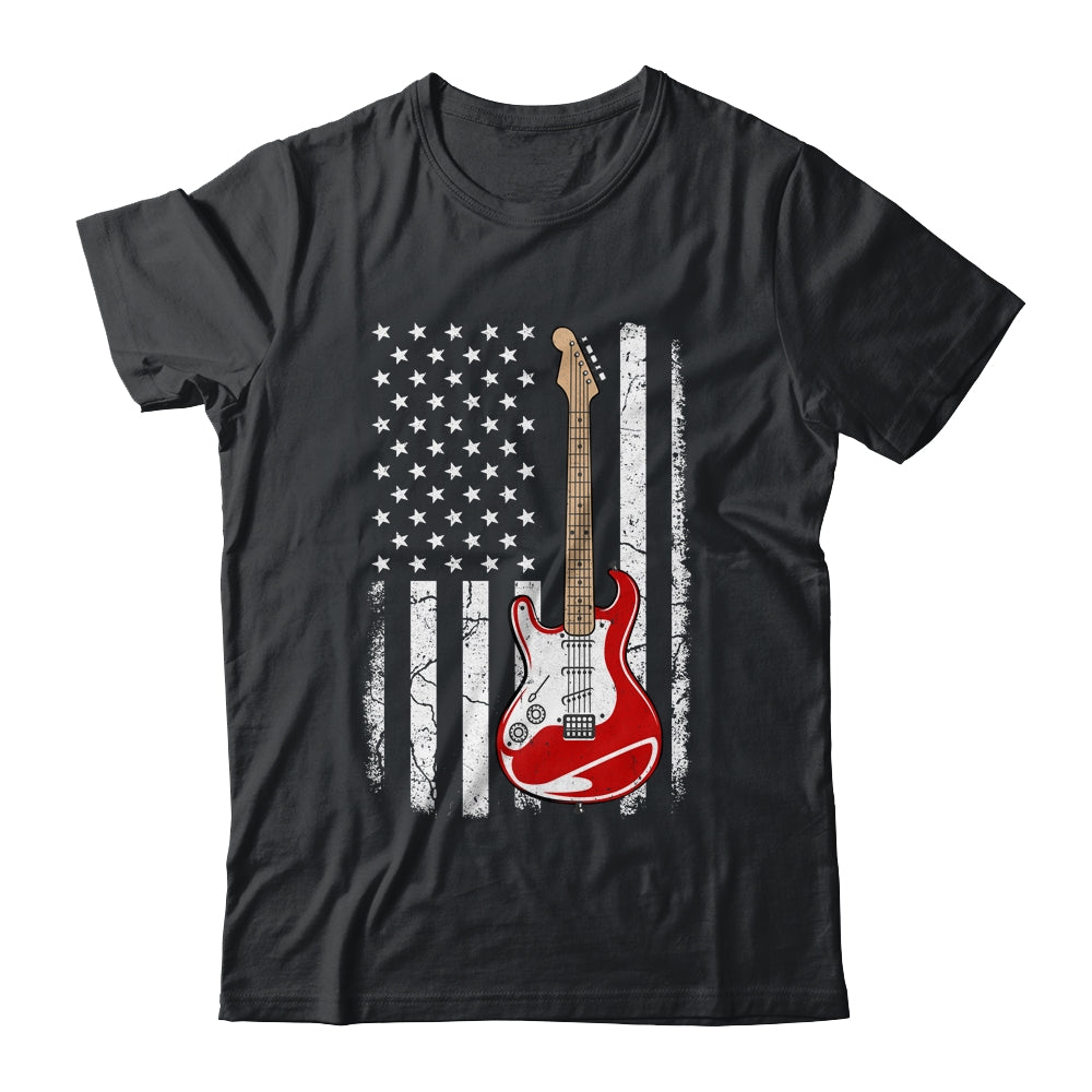 Vintage Guitar Design For Men Women American US Flag Shirt & Hoodie | siriusteestore
