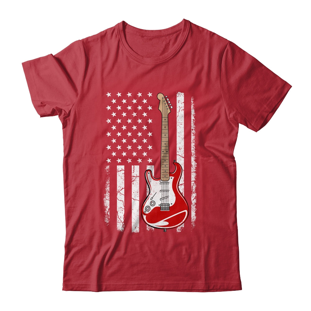 Vintage Guitar Design For Men Women American US Flag Shirt & Hoodie | siriusteestore