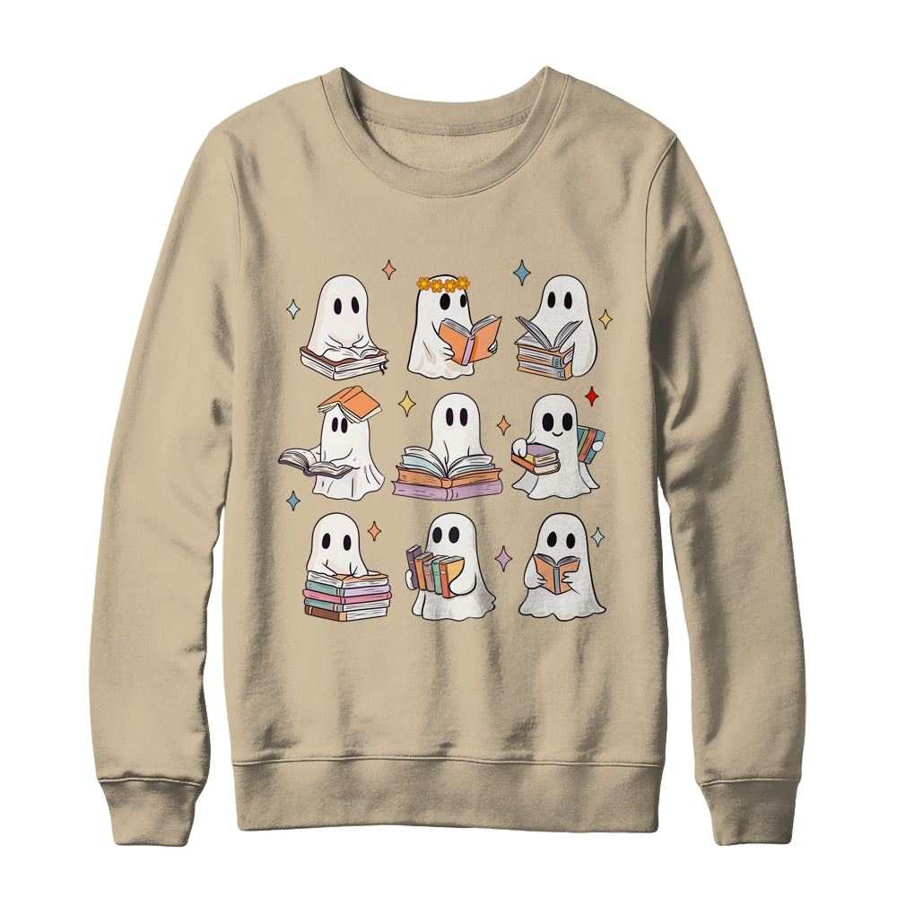 Vintage Halloween Reading Book Ghost Autumn Fall Spooky Shirt & Sweatshirt | siriusteestore