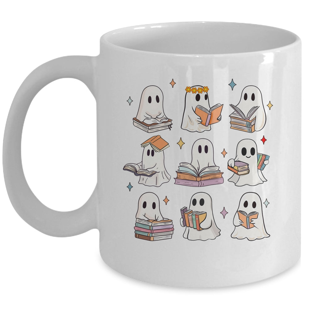 Vintage Halloween Reading Book Ghost Autumn Fall Spooky Mug | siriusteestore