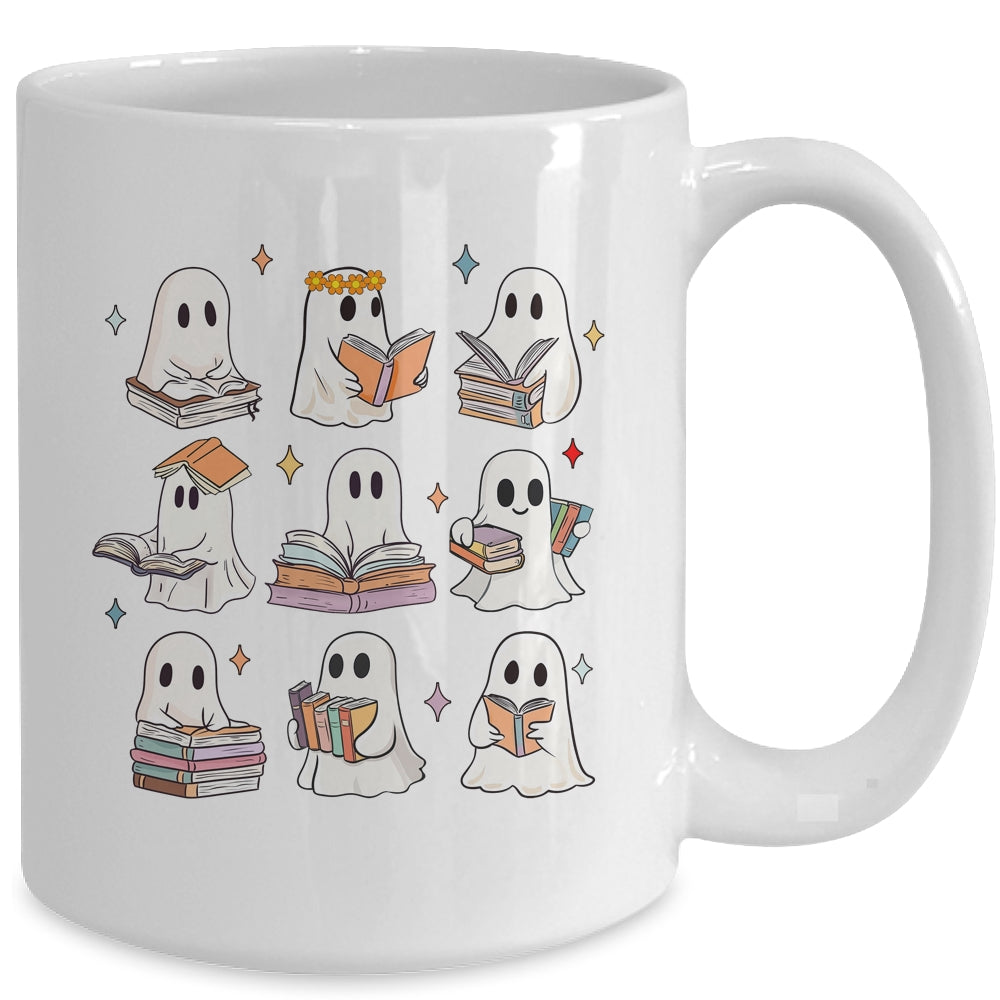 Vintage Halloween Reading Book Ghost Autumn Fall Spooky Mug | siriusteestore