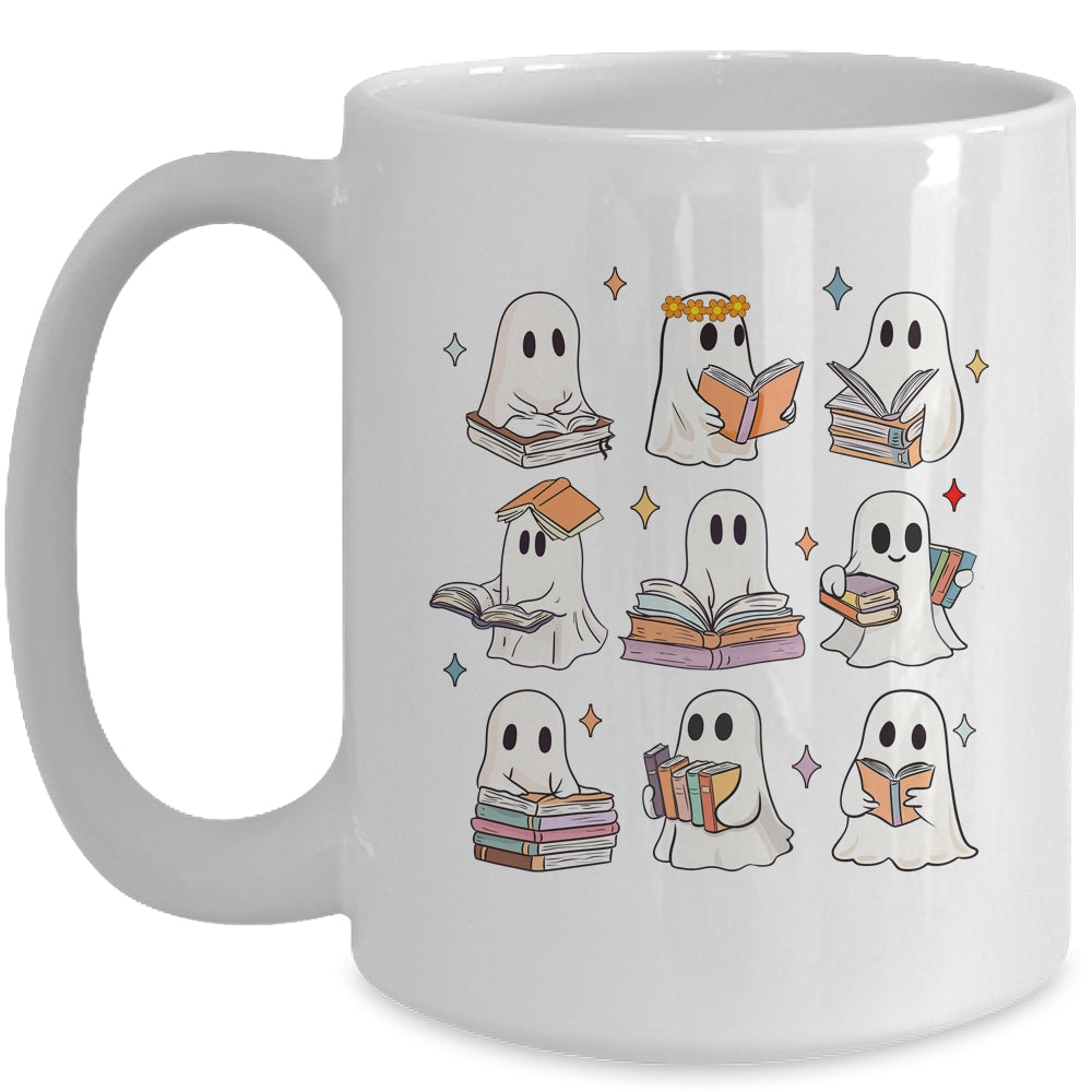 Vintage Halloween Reading Book Ghost Autumn Fall Spooky Mug | siriusteestore