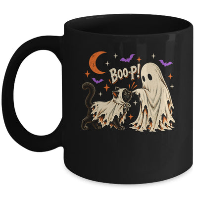 Vintage Halloween Spooky Book Ghost With Black Cat Boo-P Mug | siriusteestore