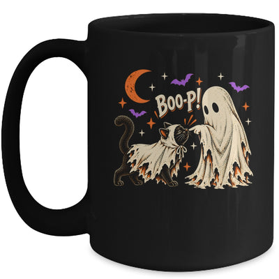 Vintage Halloween Spooky Book Ghost With Black Cat Boo-P Mug | siriusteestore