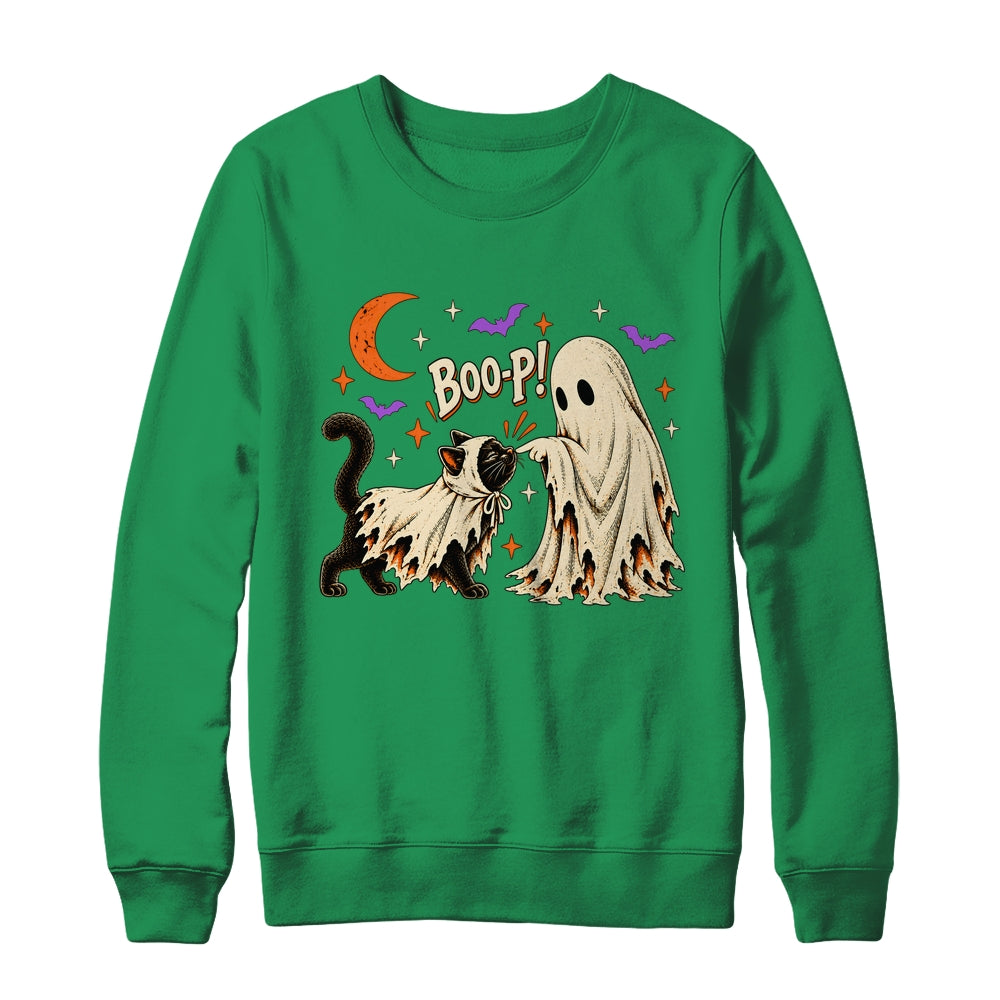 Vintage Halloween Spooky Book Ghost With Black Cat Boo-P Shirt & Sweatshirt | siriusteestore