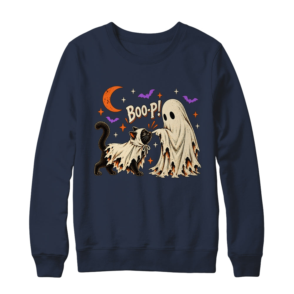 Vintage Halloween Spooky Book Ghost With Black Cat Boo-P Shirt & Sweatshirt | siriusteestore