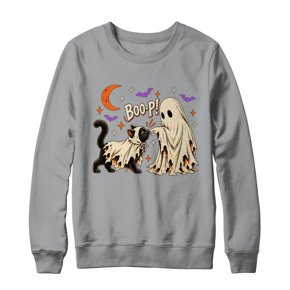 Vintage Halloween Spooky Book Ghost With Black Cat Boo-P Shirt & Sweatshirt | siriusteestore