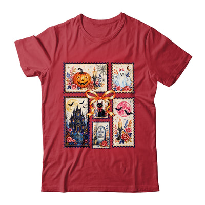 Vintage Halloween Stamp Pumpkin Ghost Black Cat House Floral Shirt & Hoodie | siriusteestore