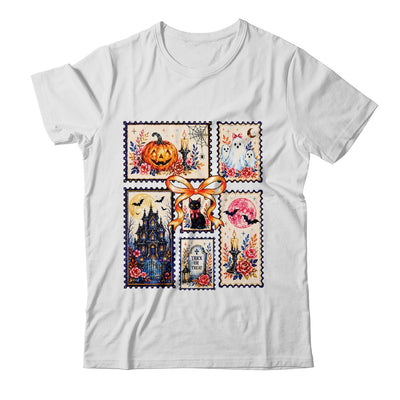 Vintage Halloween Stamp Pumpkin Ghost Black Cat House Floral Shirt & Hoodie | siriusteestore