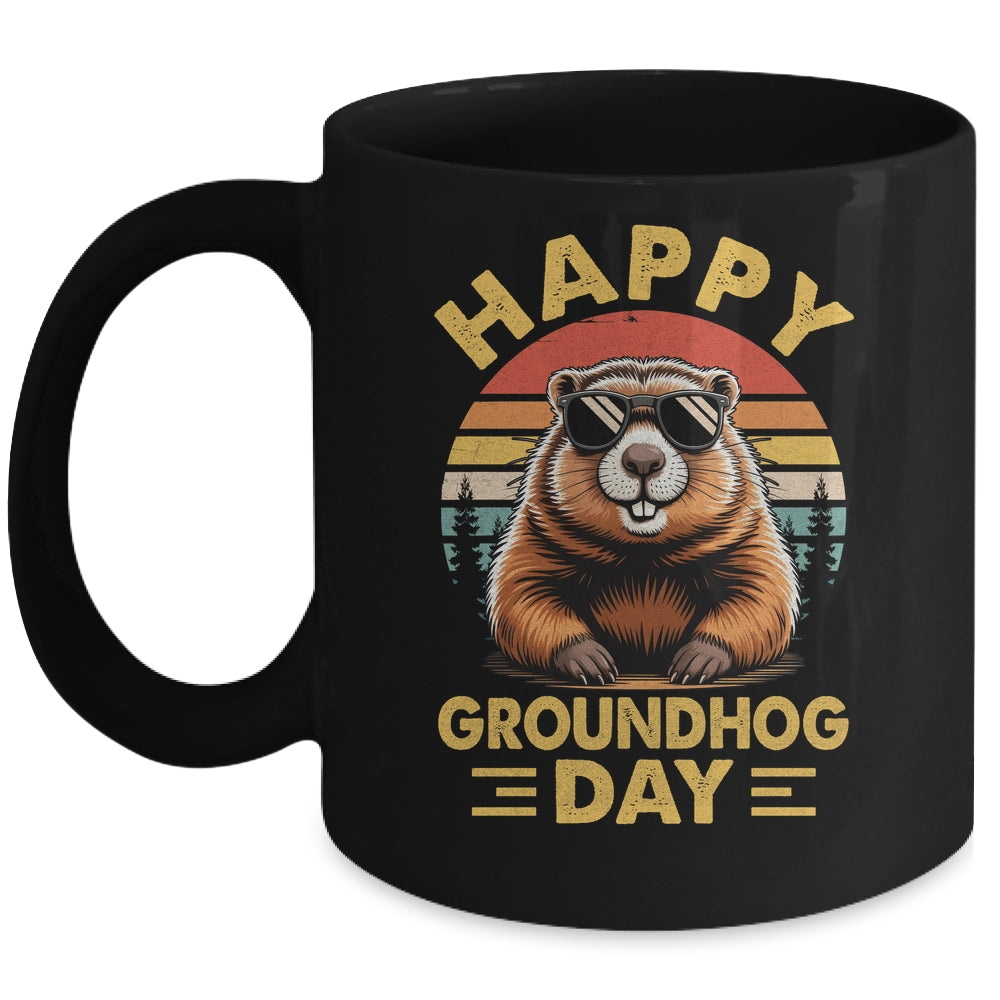 Vintage Happy Groundhog Day Animal Lover Men Women Boy Girl Mug | siriusteestore