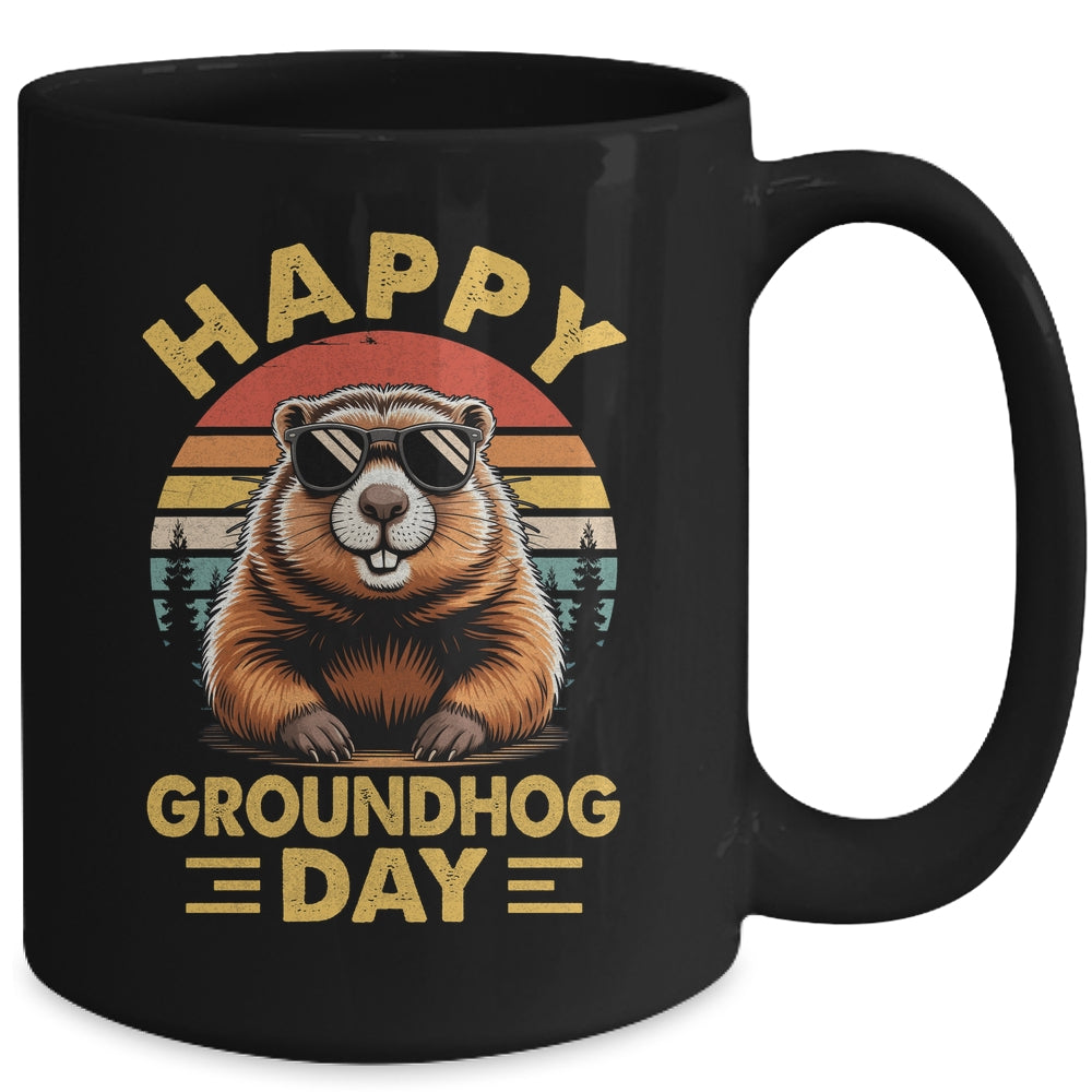 Vintage Happy Groundhog Day Animal Lover Men Women Boy Girl Mug | siriusteestore