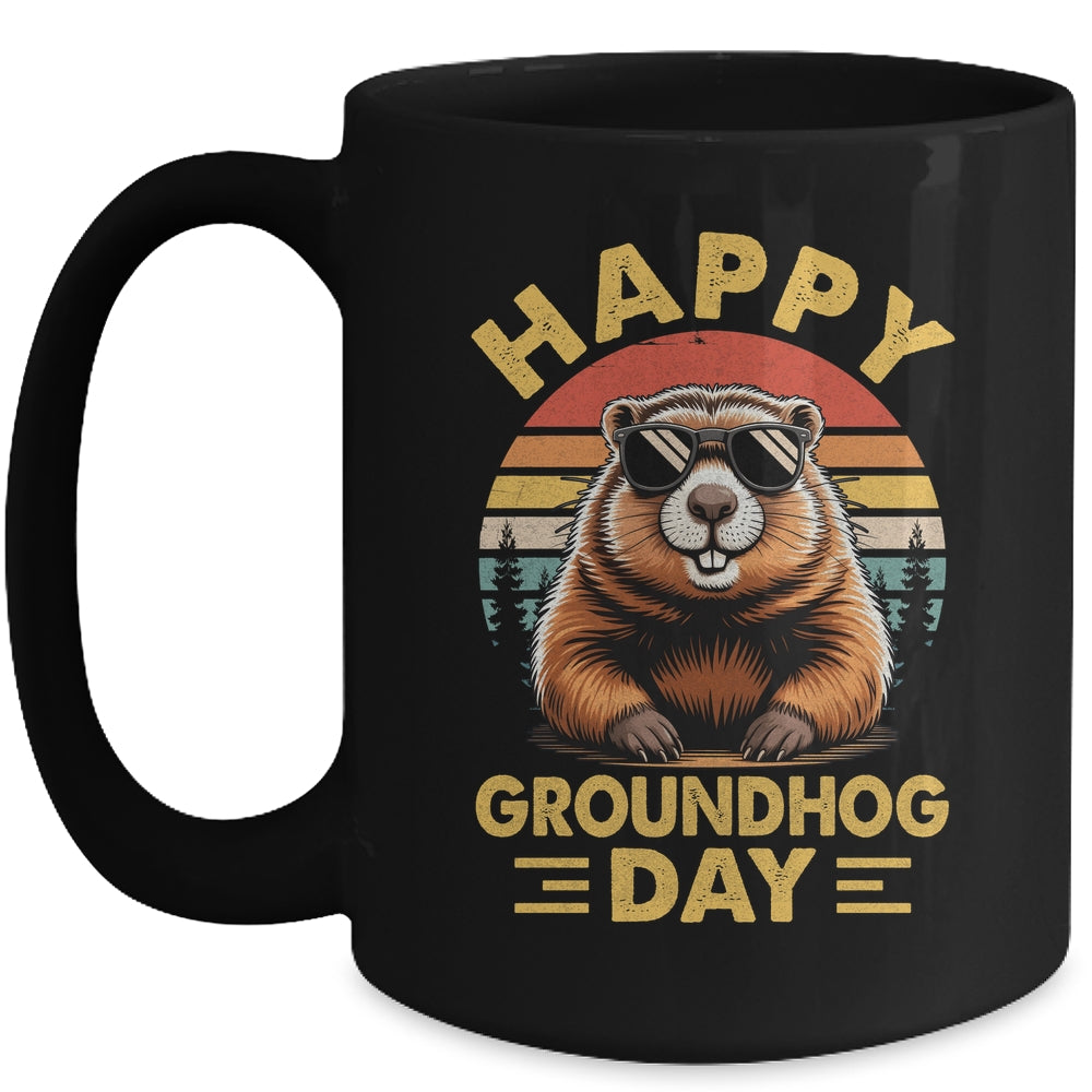 Vintage Happy Groundhog Day Animal Lover Men Women Boy Girl Mug | siriusteestore