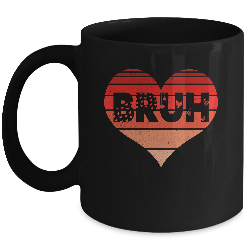 Vintage Heart Bruh Valentines Day Boys Mens Kids Funny Mug | siriusteestore