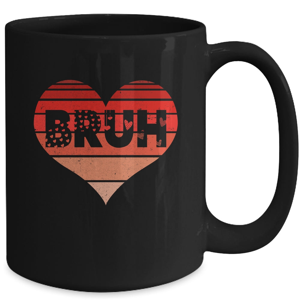 Vintage Heart Bruh Valentines Day Boys Mens Kids Funny Mug | siriusteestore