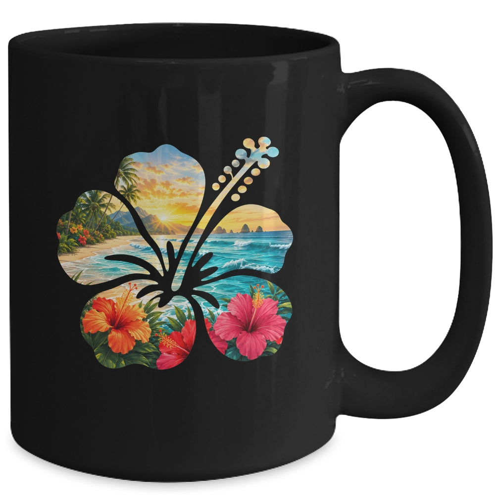 Vintage Hibiscus Flower Beach Summer Aloha Hawaiian Vacation Mug | siriusteestore