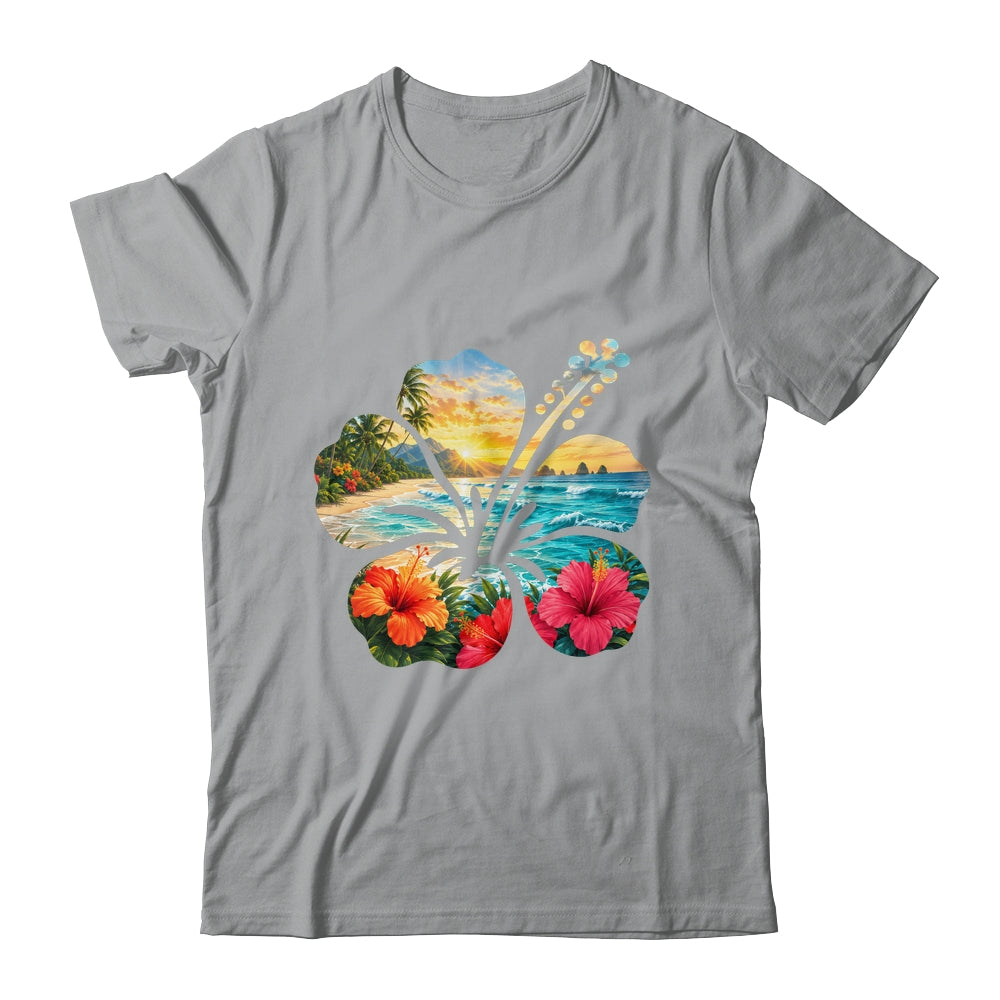 Vintage Hibiscus Flower Beach Summer Aloha Hawaiian Vacation Shirt & Tank Top | siriusteestore