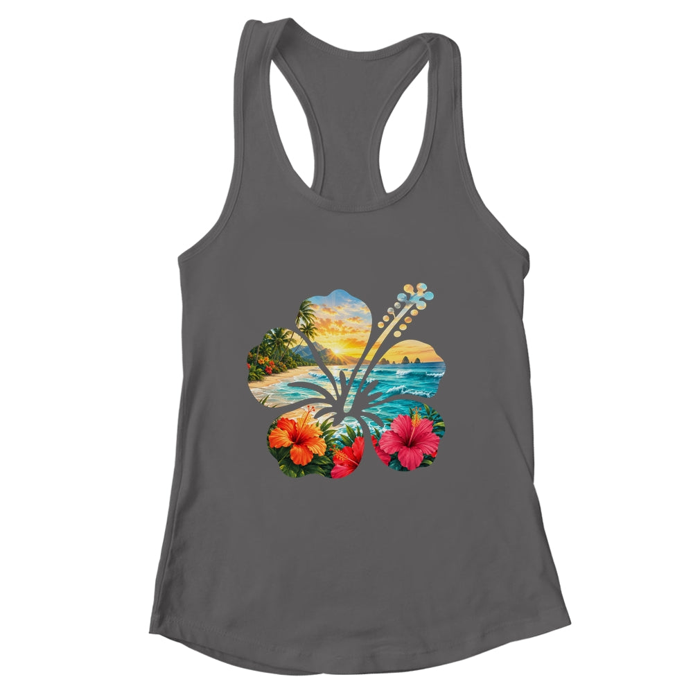 Vintage Hibiscus Flower Beach Summer Aloha Hawaiian Vacation Shirt & Tank Top | siriusteestore