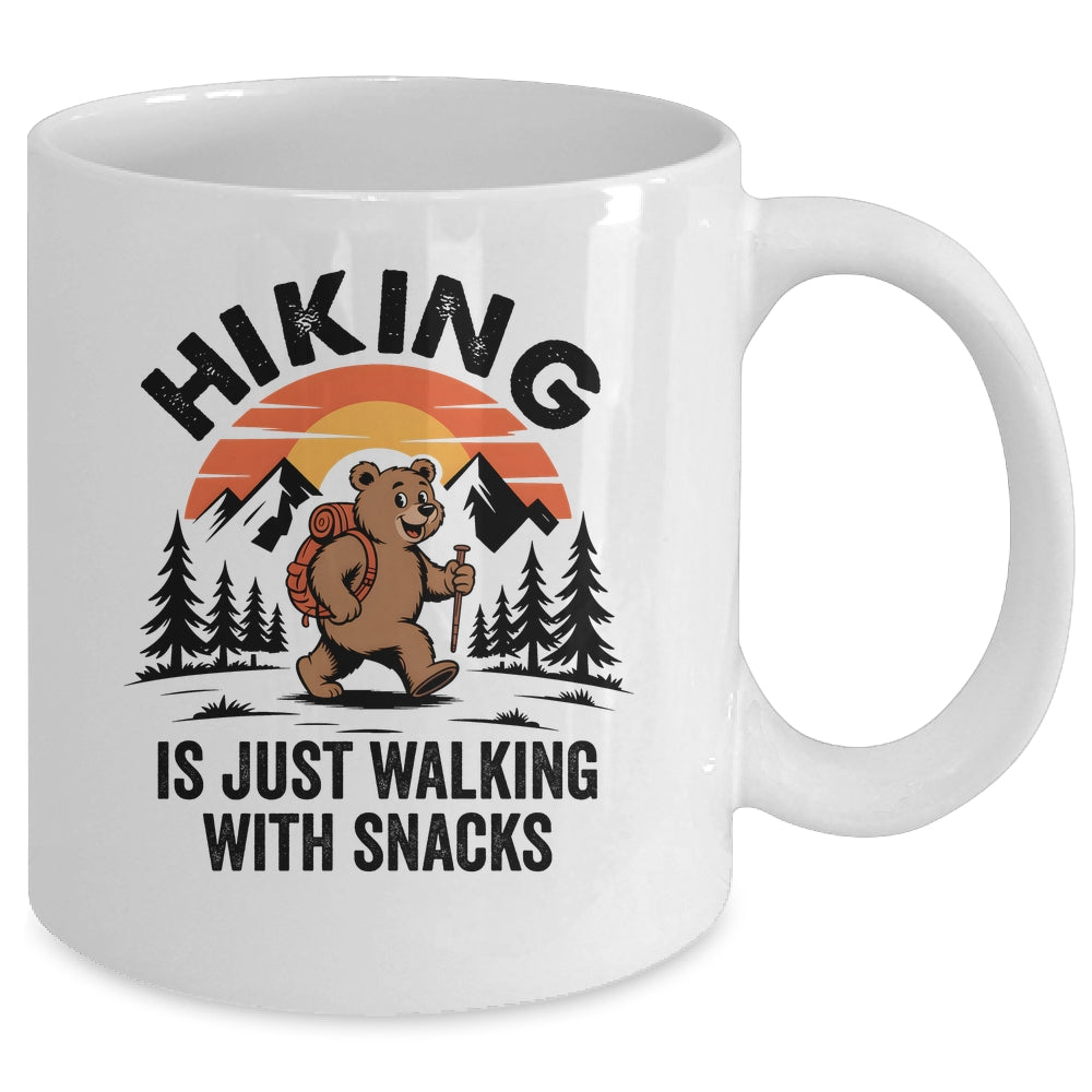 Vintage Hiking Is Just Walking With Snacks Bear Funny Hiking Mug | siriusteestore