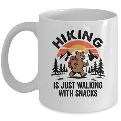Vintage Hiking Is Just Walking With Snacks Bear Funny Hiking Mug | siriusteestore