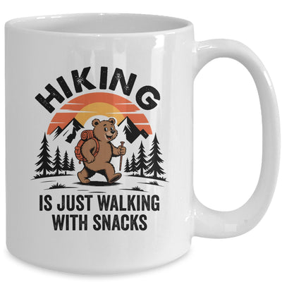 Vintage Hiking Is Just Walking With Snacks Bear Funny Hiking Mug | siriusteestore