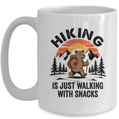 Vintage Hiking Is Just Walking With Snacks Bear Funny Hiking Mug | siriusteestore