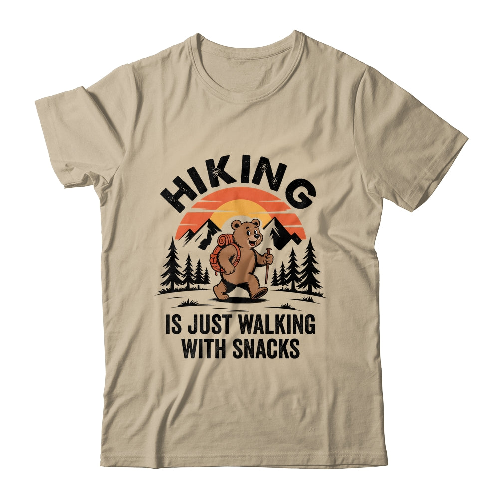 Vintage Hiking Is Just Walking With Snacks Bear Funny Hiking Shirt & Tank Top | siriusteestore