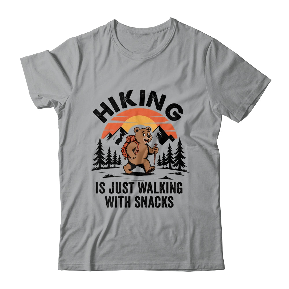 Vintage Hiking Is Just Walking With Snacks Bear Funny Hiking Shirt & Tank Top | siriusteestore