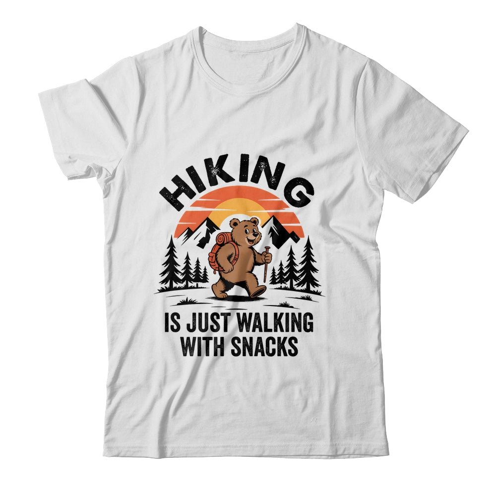 Vintage Hiking Is Just Walking With Snacks Bear Funny Hiking Shirt & Tank Top | siriusteestore