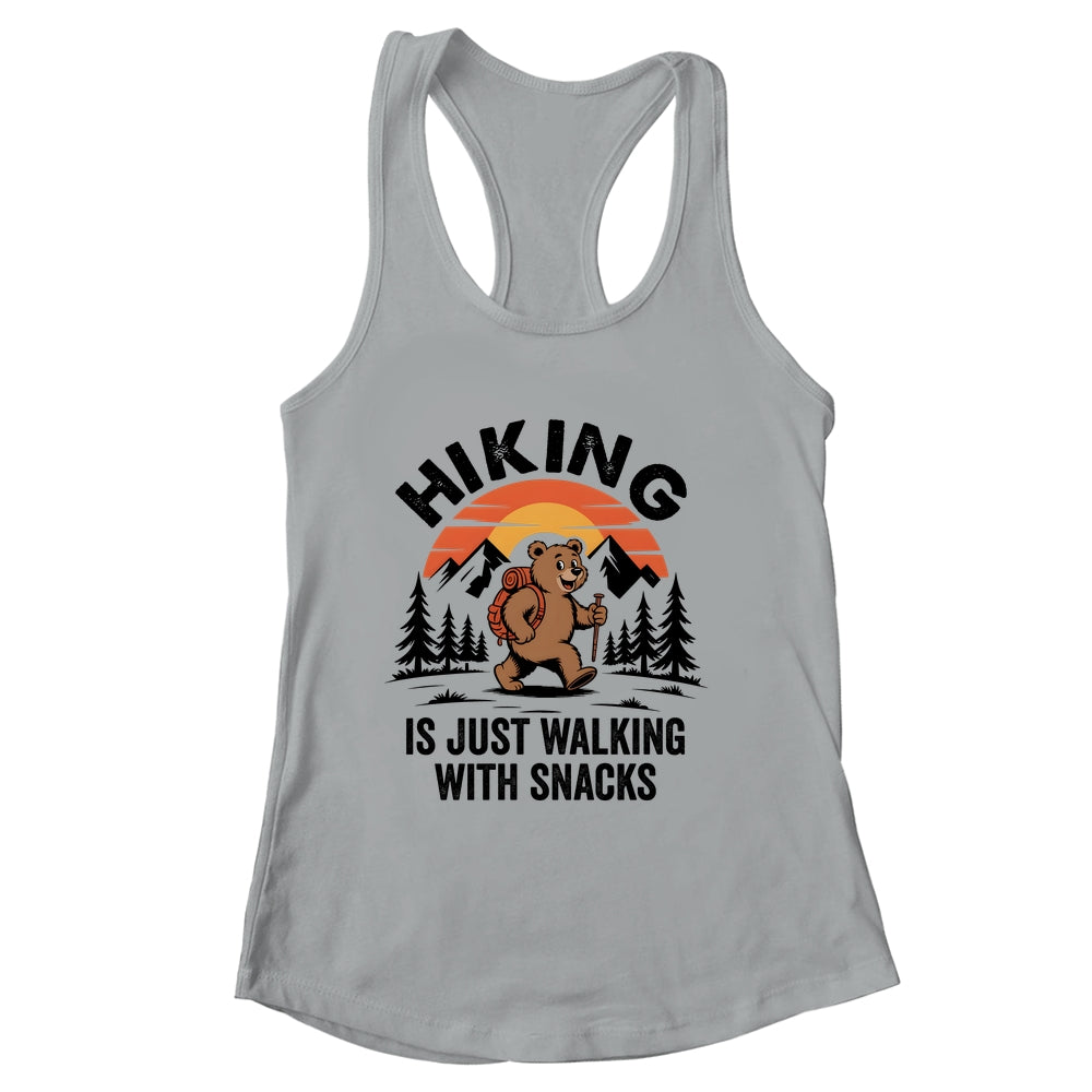 Vintage Hiking Is Just Walking With Snacks Bear Funny Hiking Shirt & Tank Top | siriusteestore