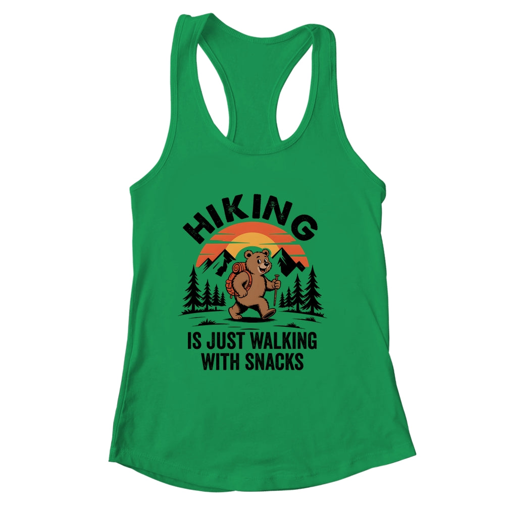 Vintage Hiking Is Just Walking With Snacks Bear Funny Hiking Shirt & Tank Top | siriusteestore