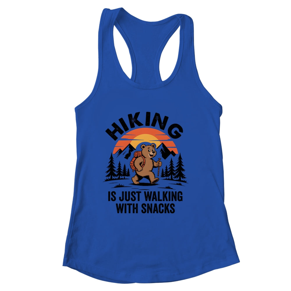Vintage Hiking Is Just Walking With Snacks Bear Funny Hiking Shirt & Tank Top | siriusteestore
