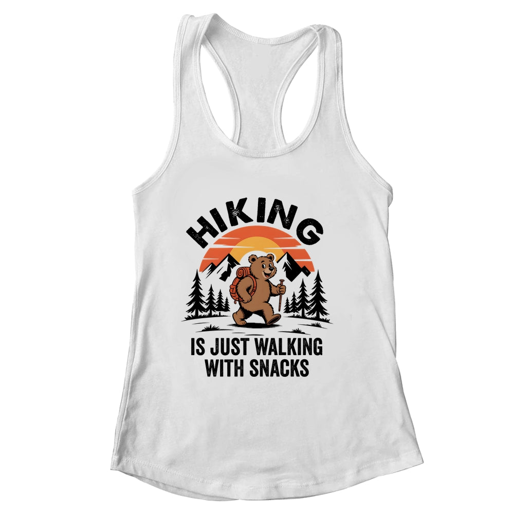 Vintage Hiking Is Just Walking With Snacks Bear Funny Hiking Shirt & Tank Top | siriusteestore