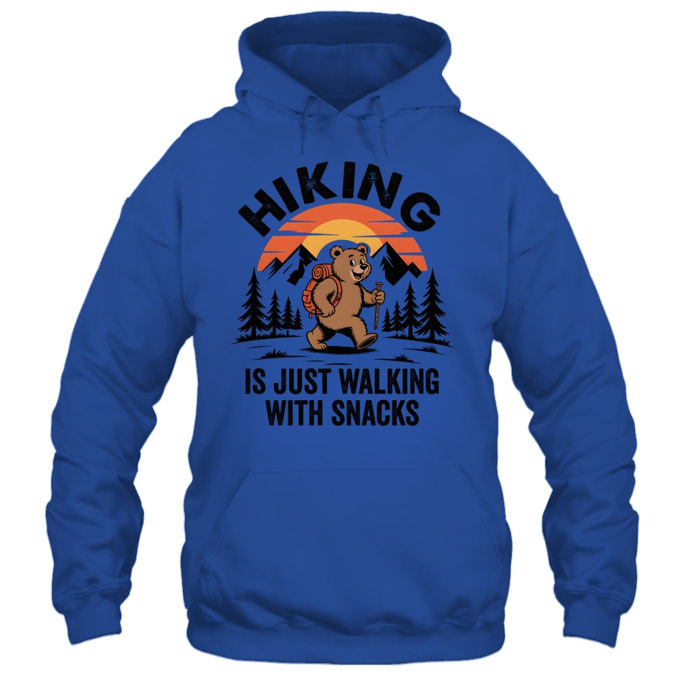 Vintage Hiking Is Just Walking With Snacks Bear Funny Hiking Shirt & Tank Top | siriusteestore