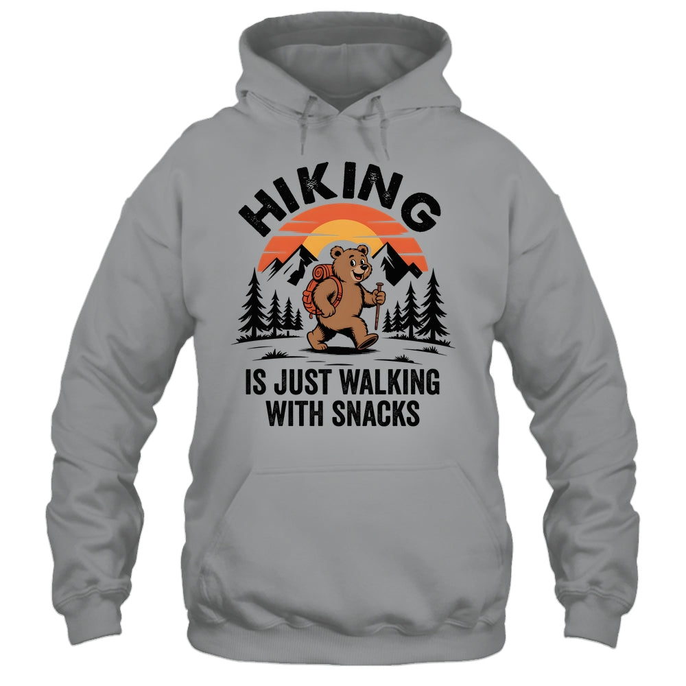 Vintage Hiking Is Just Walking With Snacks Bear Funny Hiking Shirt & Tank Top | siriusteestore