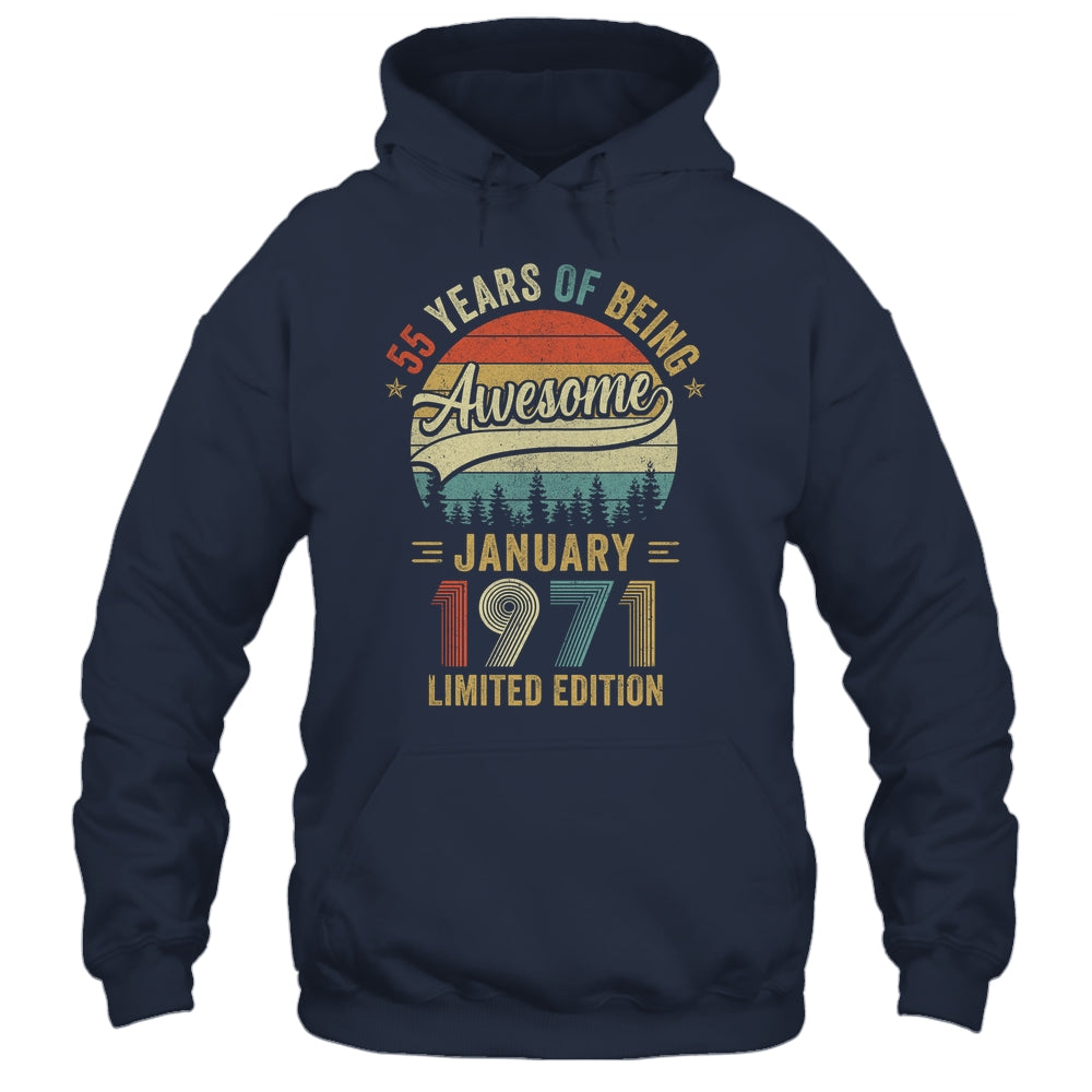 Vintage January 1971 55 Years Old 55th Birthday Men Women Shirt & Hoodie | siriusteestore