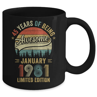 Vintage January 1981 45 Years Old 45th Birthday Men Women Mug | siriusteestore