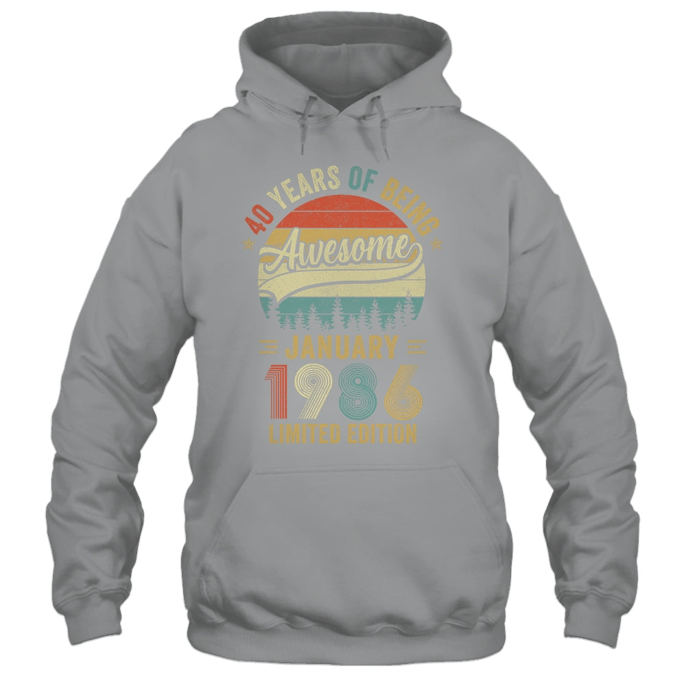 Vintage January 1986 40 Years Old 40th Birthday Men Women Shirt & Hoodie | siriusteestore