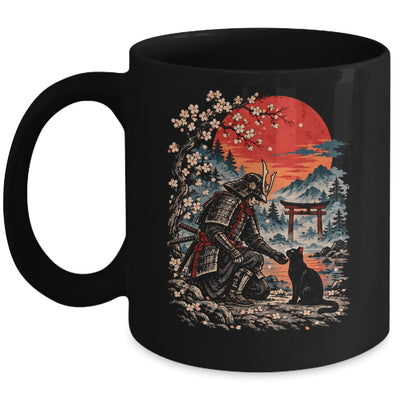 Vintage Japanese Art Samurai Warrior Black Cat Men Women Mug | siriusteestore