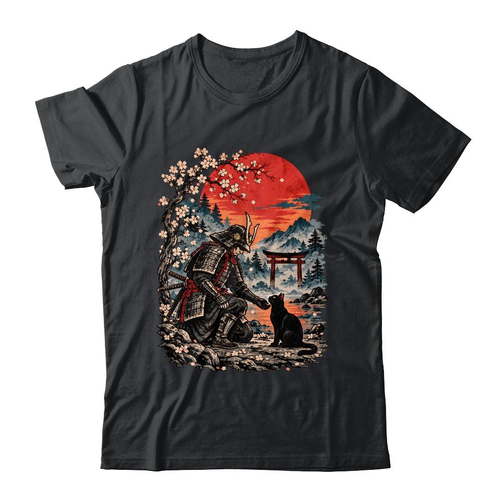 Vintage Japanese Art Samurai Warrior Black Cat Men Women Shirt & Hoodie | siriusteestore