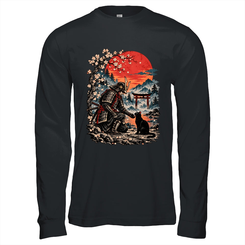 Vintage Japanese Art Samurai Warrior Black Cat Men Women Shirt & Hoodie | siriusteestore