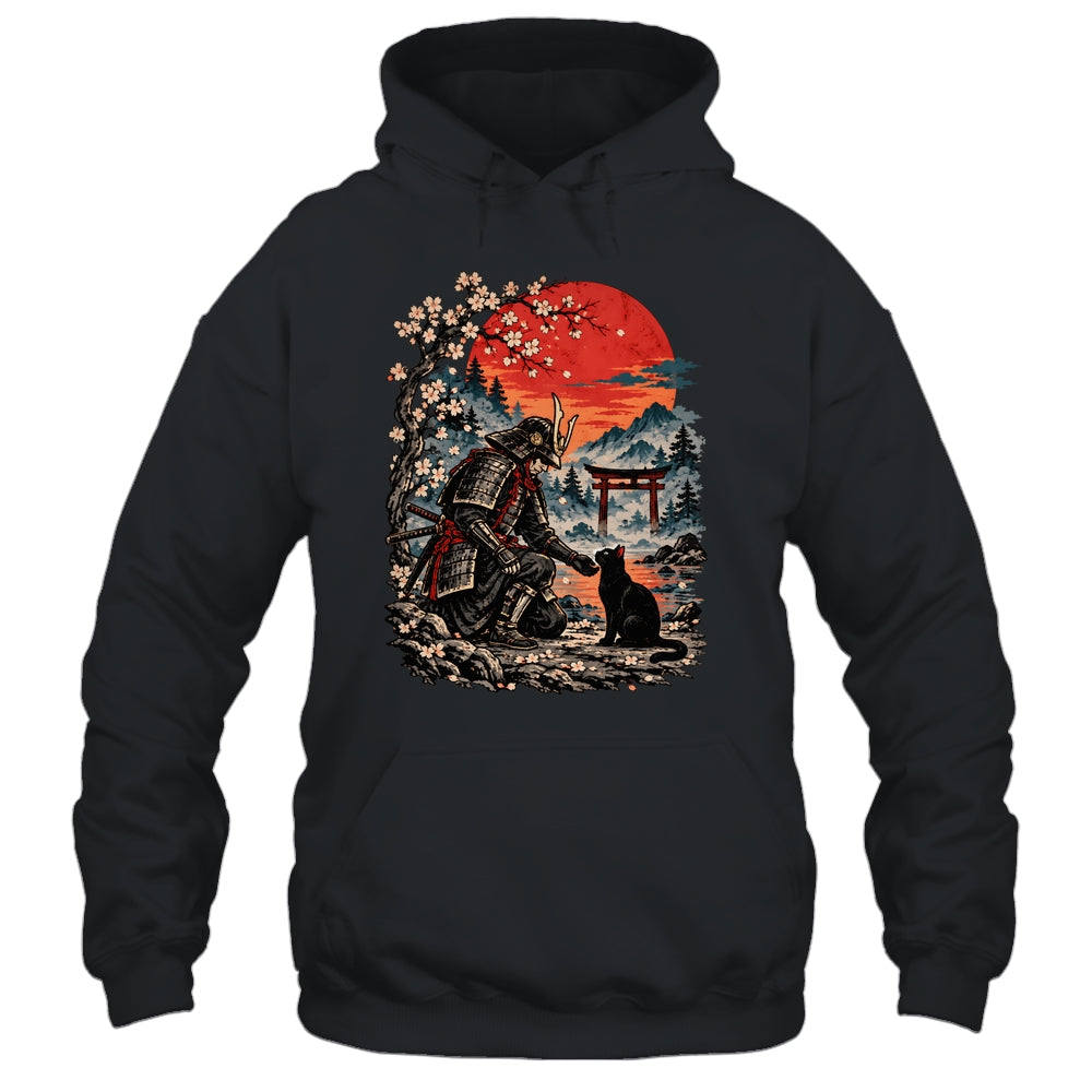 Vintage Japanese Art Samurai Warrior Black Cat Men Women Shirt & Hoodie | siriusteestore