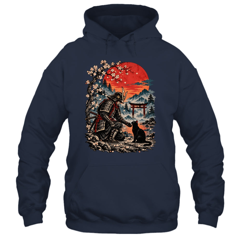 Vintage Japanese Art Samurai Warrior Black Cat Men Women Shirt & Hoodie | siriusteestore