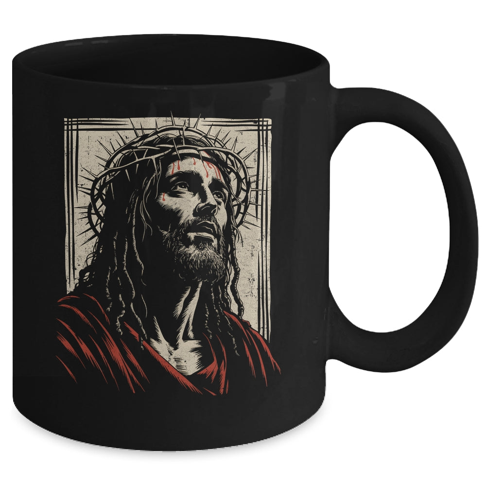 Vintage Jesus Crown Of Thorns Christian For Men Women Kids Mug | siriusteestore
