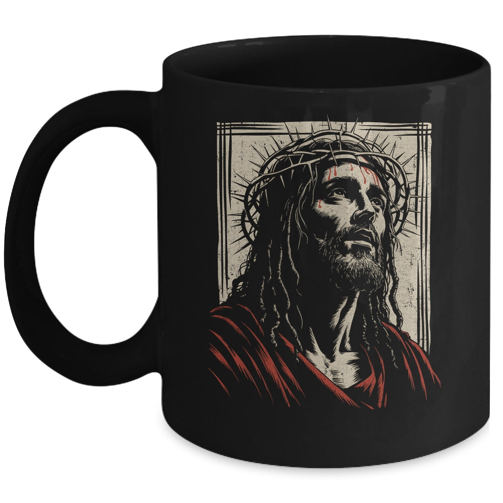 Vintage Jesus Crown Of Thorns Christian For Men Women Kids Mug | siriusteestore