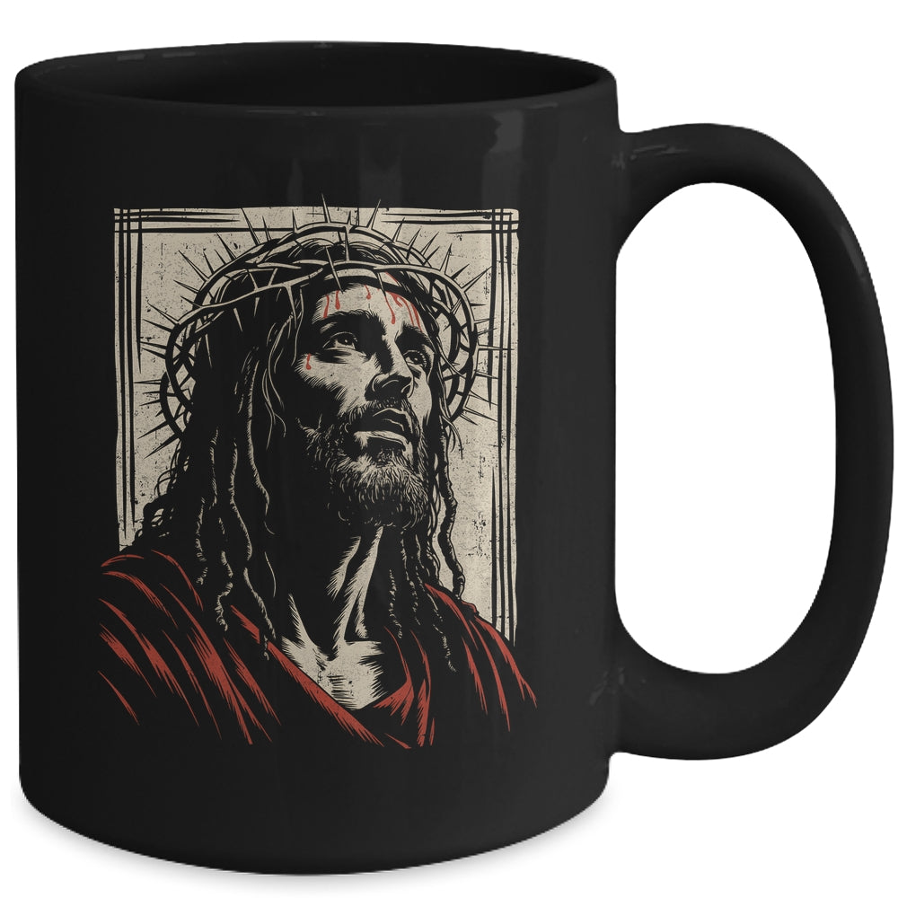 Vintage Jesus Crown Of Thorns Christian For Men Women Kids Mug | siriusteestore