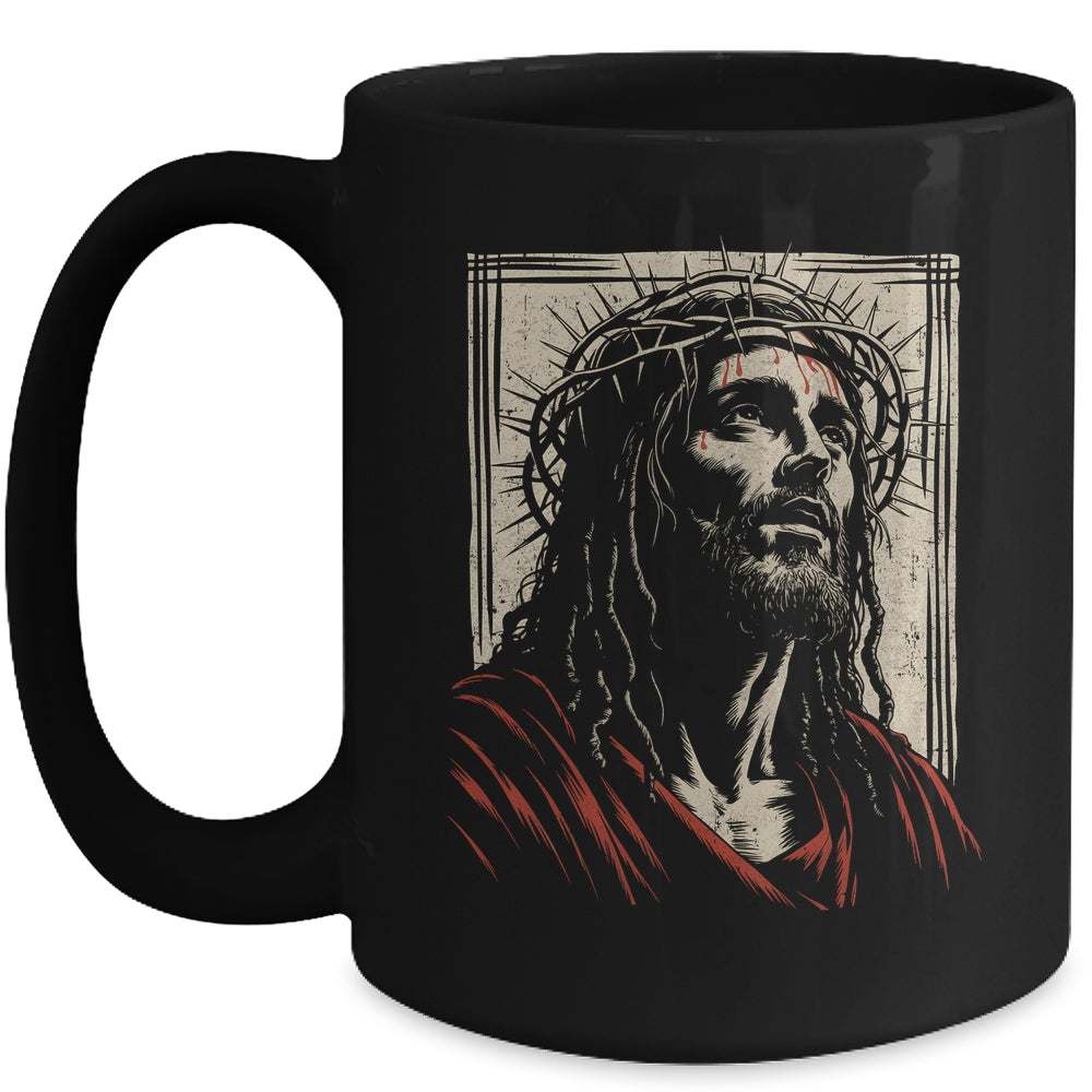 Vintage Jesus Crown Of Thorns Christian For Men Women Kids Mug | siriusteestore